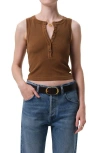 Citizen Of Humanity Citizens Of Humanity Caralyn Rib Henley Tank In Brown