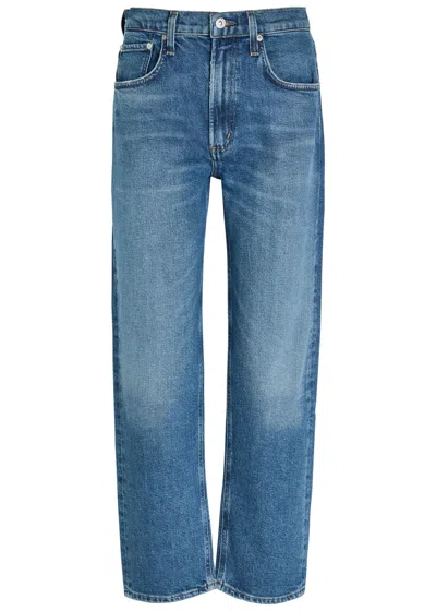 Citizen Of Humanity Citizens Of Humanity Lindz Tuxedo Stripe High Rise Easy Straight Jeans In Liro In Blue