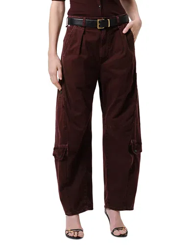 Citizen Of Humanity Flight Pleated Barrel-leg Cargo Pants In Burgundy