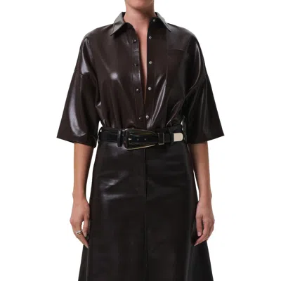 Citizen Of Humanity Citizens Of Humanity Frances Cape Crop Faux Leather Shirt In Brown