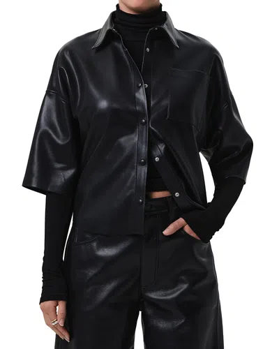 Citizen Of Humanity Citizens Of Humanity Frances Cropped Faux Leather Shirt In Black