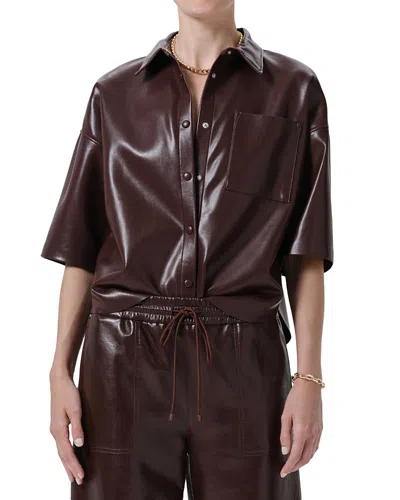Citizen Of Humanity Citizens Of Humanity Frances Cropped Faux Leather Shirt In Brown