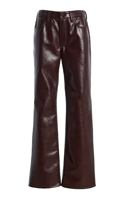Citizen Of Humanity Citizens Of Humanity Genova Low-rise Leather Bootcut Pants In Burgundy