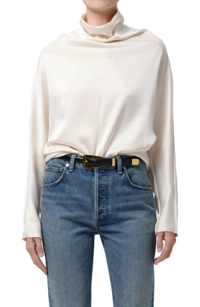 Citizen Of Humanity Citizens Of Humanity Ilaria Draped Mock Neck Top In Cream