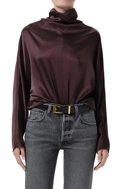 Citizen Of Humanity Citizens Of Humanity Ilaria Draped Mock Neck Top In Espresso Dark Brown