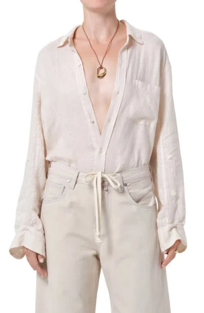Citizen Of Humanity Citizens Of Humanity Kayla Button-up Linen Shirt In Neutral