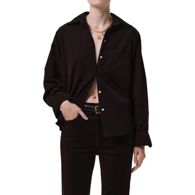 Citizen Of Humanity Citizens Of Humanity Kayla Oversize Corduroy Button-up Shirt In Brown