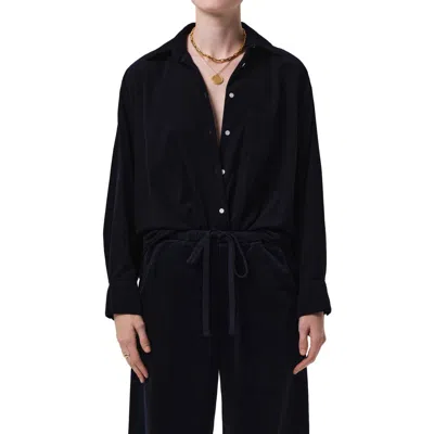 Citizen Of Humanity Citizens Of Humanity Kayla Oversize Corduroy Button-up Shirt In Black