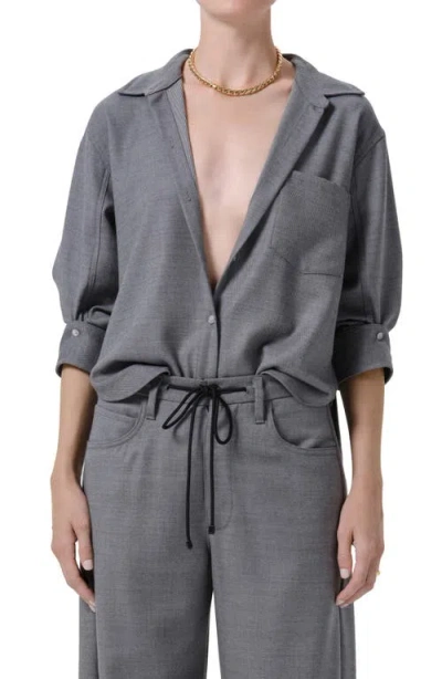 Citizen Of Humanity Citizens Of Humanity Kayla Shrunken Felted Wool Shirt In Gray