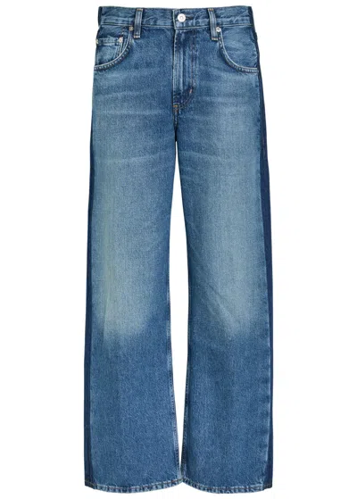 Citizen Of Humanity Citizens Of Humanity Lindz Tuxedo Stripe High Rise Easy Straight Jeans In Liro In Blue