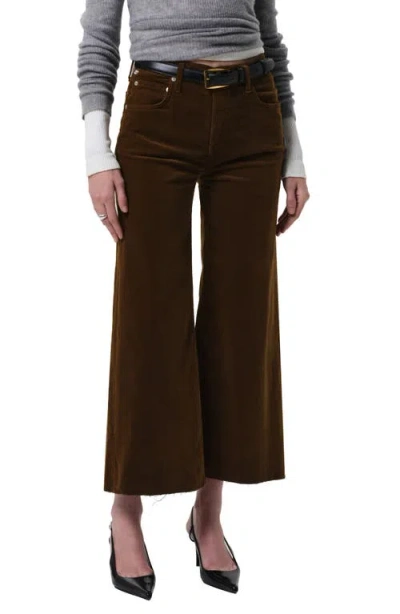 Citizen Of Humanity Citizens Of Humanity Lyra Raw Hem Ankle Wide Leg Corduroy Pants In Brown