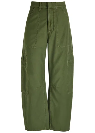 Citizen Of Humanity Citizens Of Humanity Marcelle Low Slung Cotton Cargo Trousers In Green