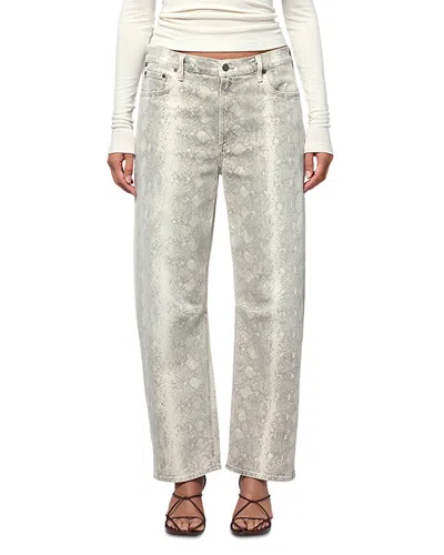 Citizen Of Humanity Citizens Of Humanity Snakeskin-effect Miro Mid-rise Relaxed Jeans In Gray