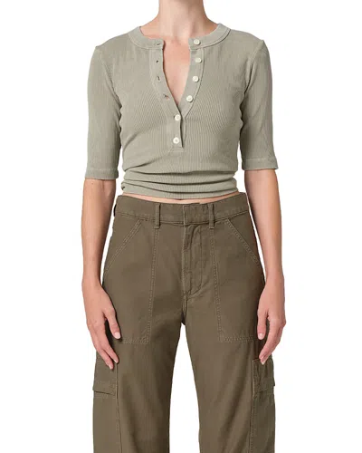 Citizen Of Humanity Citizens Of Humanity Nali Short Sleeve Henley Top In Green