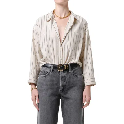 Citizen Of Humanity Citizens Of Humanity Petit Ami Striped Cotton Shirt In Neutral