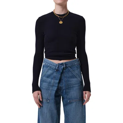 Citizen Of Humanity Citizens Of Humanity Pilar Long Sleeve Recycled Cotton Waffle Knit T-shirt In Blue