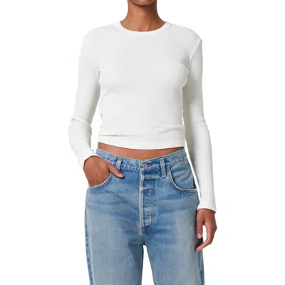 Citizen Of Humanity Citizens Of Humanity Pilar Long Sleeve Recycled Cotton Waffle Knit T-shirt In White