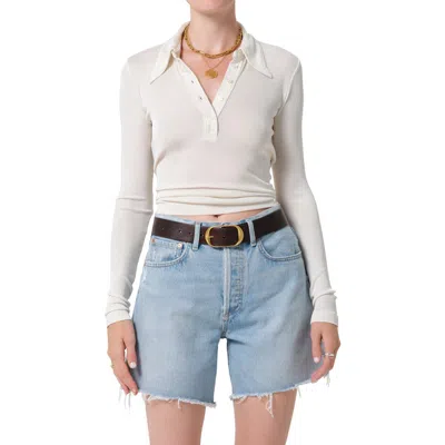 Citizen Of Humanity Citizens Of Humanity Shaea Long Sleeve Rib Polo In Neutral