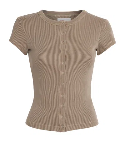 Citizen Of Humanity Citizens Of Humanity Short-sleeve Tabi Cardigan In Brown