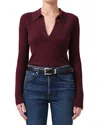 Citizen Of Humanity Citizens Of Humanity Simone Wool Cashmere Polo Sweater In Burgundy