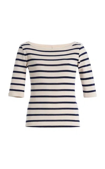 Citizen Of Humanity Citizens Of Humanity Striped Cotton-blend Boatneck Slim T-shirt In Multi