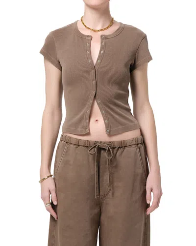 Citizen Of Humanity Citizens Of Humanity Tabi Short Sleeve Cardigan Sweater In Brown