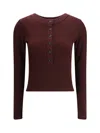 Citizen Of Humanity Varra Ribbed Stretch Cotton And Lyocell-blend Henley Top In Brown