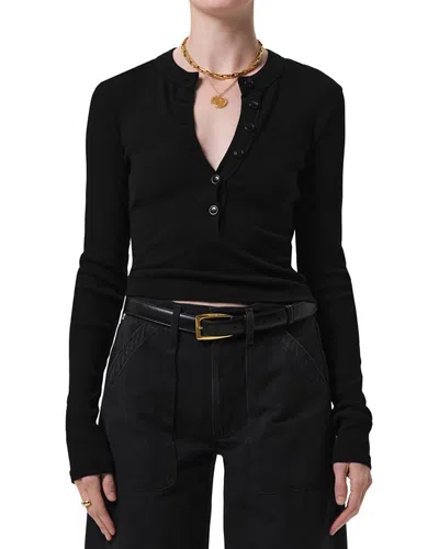 Citizen Of Humanity Citizens Of Humanity Varra Henley Tee In Black