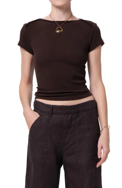 Citizen Of Humanity Citizens Of Humanity Waffle Knit Cotton Baby Tee In Brown