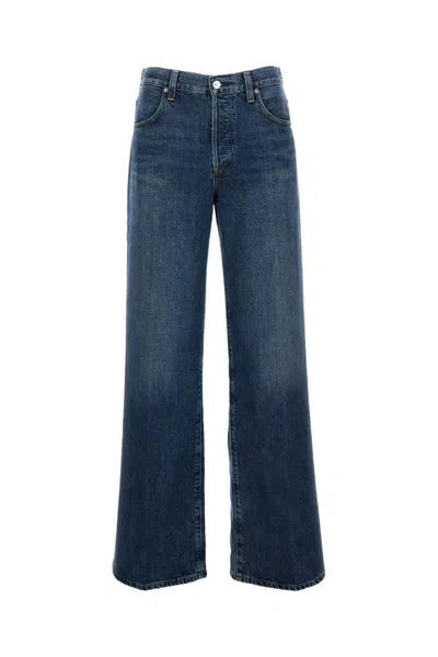 Citizen Of Humanity Citizens Of Humanity Wide-leg 5-pocket Blue Jeans With Classic Fastening