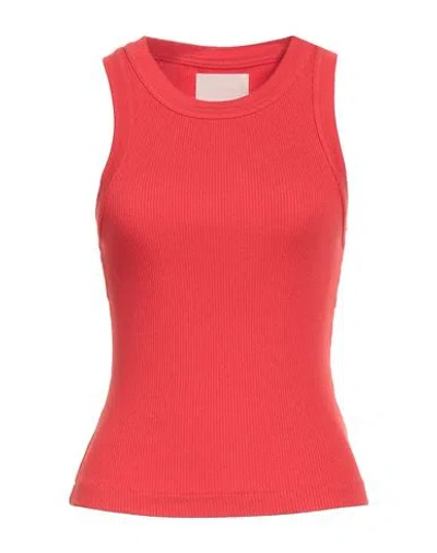 Citizen Of Humanity Citizens Of Humanity Woman Tank Top Coral Size Xs Organic Cotton, Tencel Lyocell, Elastane In Red