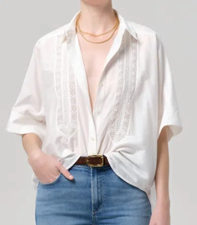 Citizen Of Humanity Claire Cotton Silk Shirt Top In White
