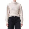 Citizen Of Humanity Claudia Turtleneck Puff Sleeve Sweater In Confetti Marl In Gray
