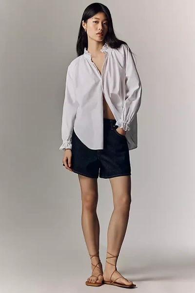 Citizen Of Humanity Cotton Loretta Buttondown Ruffle Top In White