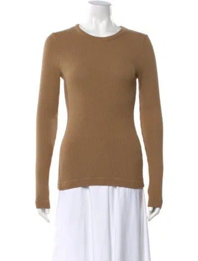 Pre-owned Citizen Of Humanity Crew Neck Long Sleeve Top In Brown