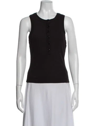 Pre-owned Citizen Of Humanity Crew Neck Sleeveless Polo In Black