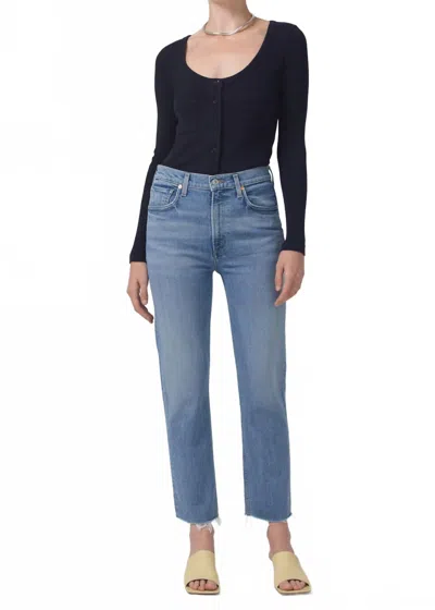Citizen Of Humanity Daphne Crop High Rise Stovepipe Jeans In Pegasus In Blue
