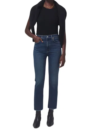Citizen Of Humanity Daphne Cropped Stovepipe Jeans In Sky Lantern In Black