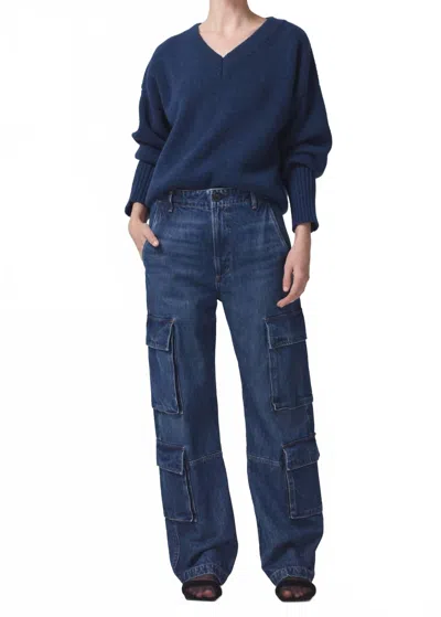 Citizen Of Humanity Delena Denim Cargo Pants In Alma In Blue