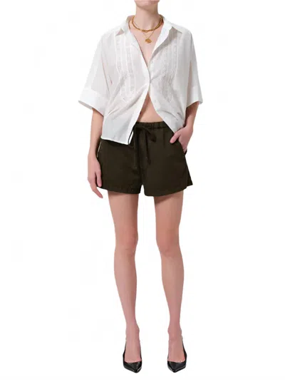 Citizen Of Humanity Este Drawstring Short In Dark Olive In White
