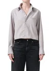 Citizen Of Humanity Fino Cropped Shirt In Tailor Grey Stripe In Multi