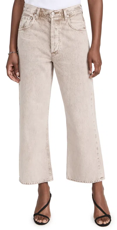 Citizen Of Humanity Womens Taos Sand (lt Khaki) Beverly Mid-rise Wide-leg Woven Jeans In Ponytail