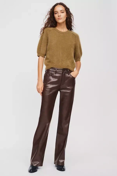 Citizen Of Humanity Genova Leather Low-rise Bootcut Pants In Brown