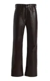 Citizen Of Humanity Genova Low-rise Bootcut Leather Pants In Brown