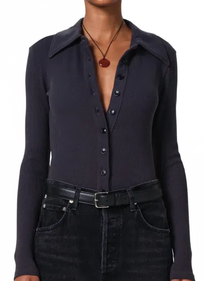 Citizen Of Humanity Gila Fitted Button Up Shirt In Charcoal In Blue