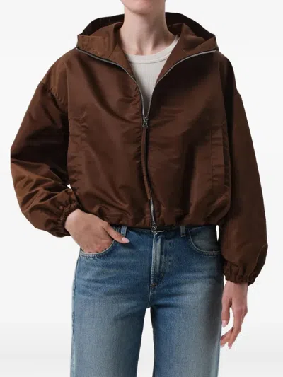 Citizen Of Humanity Citizens Of Humanity Crop Cotton Taffeta Windbreaker In Brown