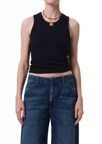 Citizen Of Humanity Inez Waffle Tank In Navy In Blue