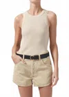 Citizen Of Humanity Isabel Sleeveless Crew Tank Top In Sand Castle In Neutral
