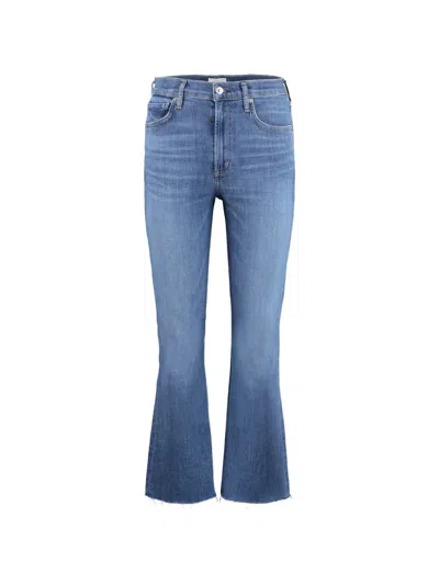 Citizen Of Humanity Isola Frayed Cropped Jeans In Blue