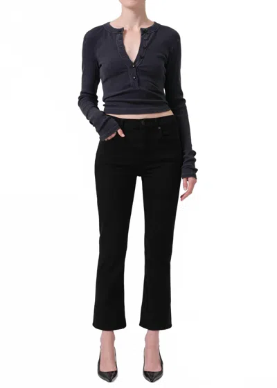 CITIZEN OF HUMANITY ISOLA MID RISE CROPPED BOOT JEANS IN PLUSH BLACK